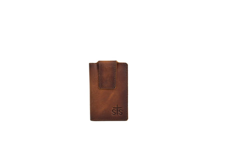 STS Ranchwear Mens Tucson Interior Rich Tan Leather Money Clip