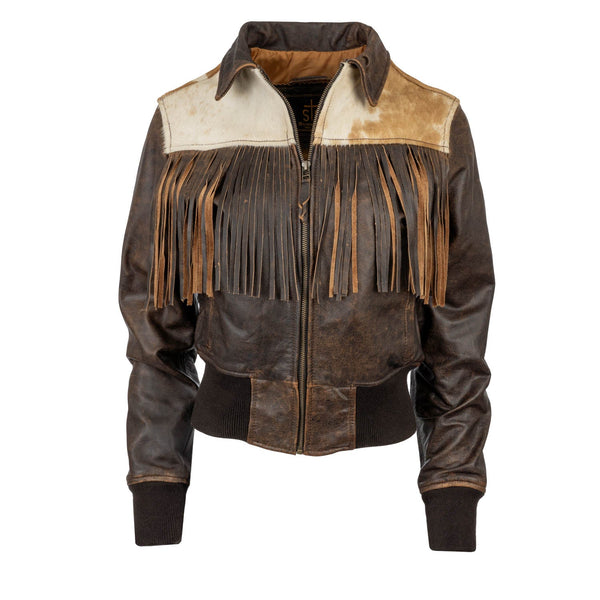 STS Ranchwear Womens Lettie Antique Brown Leather Fringe Jacket