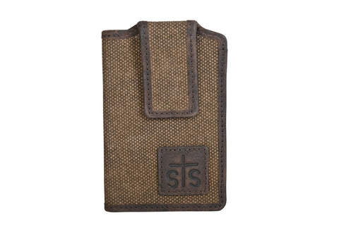 STS Ranchwear Mens Trailblazer Brown/Chocolate Canvas/Leather Money Clip