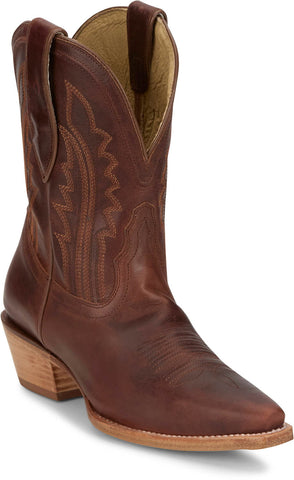 Tony Lama Womens Areli 9in Bootie Cognac Leather Cowboy Boots