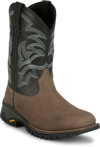 Tony Lama Mens Roustabout 11in Waterproof Grey/Black Leather Work Boots