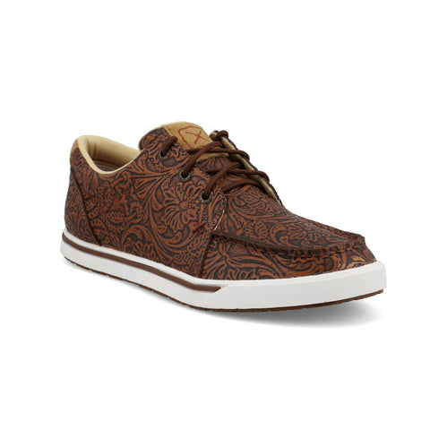 Twisted X Womens Kicks Tooled Brown Leather Sneakers Shoes