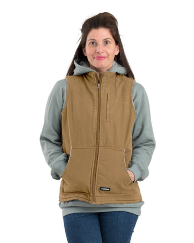 Berne Apparel Womens Sherpa-Lined Softstone Duck Brown Duck 100% Cotton Vest