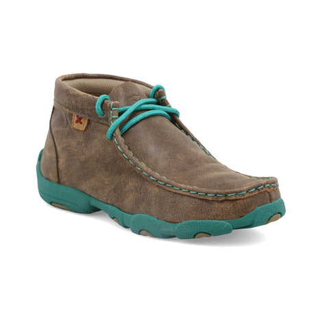 Twisted X Youth Unisex Driving Moc Bomber/Turquoise Leather Chukka Boots