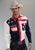 Roper Americana Mens Blue Blue 100% Cotton L/S Embroidered Stars Western Shirt