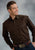 Roper Basic Solid Mens Chocolate 100% Cotton L/S 2 Pkt Western Shirt