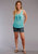 Roper Womens Turquoise Polyester Rock On Cactus S/L Tank Top