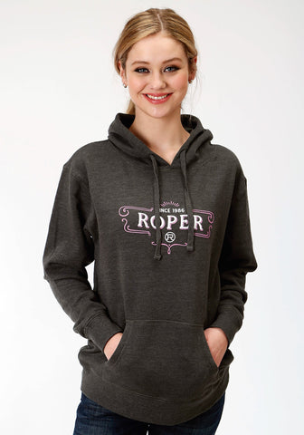 Roper Womens Grey Cotton Blend Since 1986 Hoodie