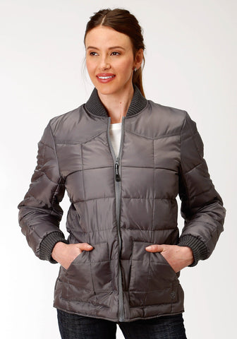 Roper Womens Grey Polyester Quilted Insulated Jacket