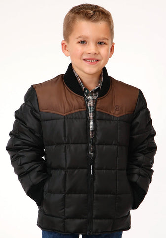 Roper Boys Kids Black/Brown Polyester Western Insulated Jacket