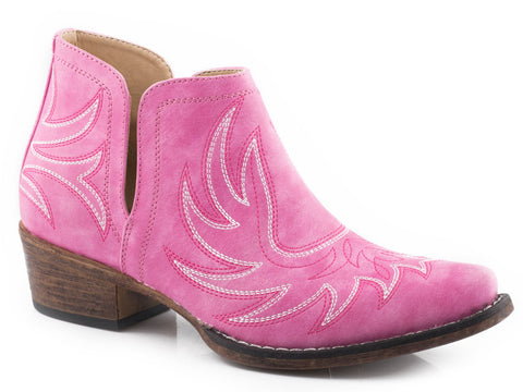 Roper Womens Pink Faux Leather Ava Western Ankle Boots