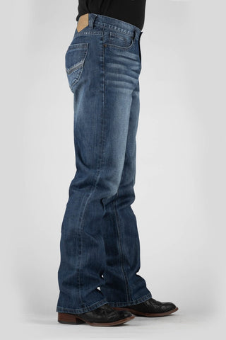 Tin Haul Mens Blue 100% Cotton Regular Joe Grey V Deco Jeans