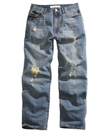 Tin Haul Jeans Mens Blue Cotton Blend Destructed Hoss Loose Fit