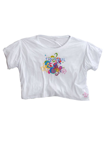 Tin Haul Womens White 100% Cotton S/S Paint Swirl Graphic T-Shirt