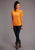 Stetson Womens Gold Yellow 100% Cotton Lettering S/S T-Shirt