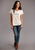 Stetson Womens White 100% Cotton American Spirit S/S T-Shirt