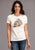Stetson Womens White 100% Cotton Cattleman Scenery S/S T-Shirt