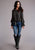 Stetson Womens Black Rayon/Nylon Horse Polkadot L/S Blouse