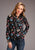 Stetson Womens Black Rayon/Nylon Feather Floral L/S Blouse
