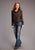 Stetson Womens Brown Rayon/Nylon Challis Blanket L/S Blouse