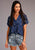 Stetson Womens Blue Rayon/Nylon Vintage Ditzy S/S Blouse