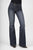 Stetson Womens Blue 100% Cotton Dark Wash City Trouser Flared Blasting Jeans