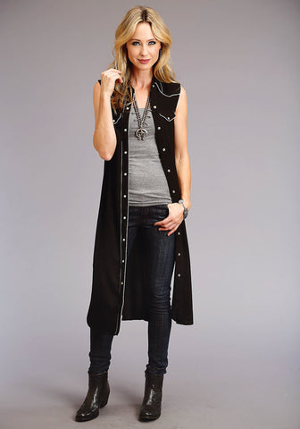 Stetson Womens Black Rayon/Nylon Crepe S/L Western Shirt Dress