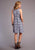 Stetson Womens Navy/White Cotton Blend Gingham Tank S/L Dress