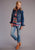 Stetson Womens Blue Cotton Blend Denim Straight Yoke Jacket