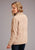 Stetson Womens Taupe Leather Notch Collar Jacket