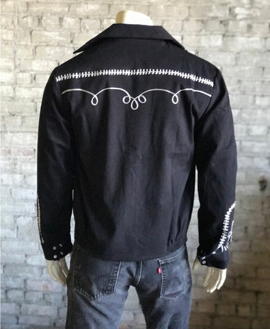 Rockmount Mens Black Cotton Gabardine Vintage Bolero Jacket