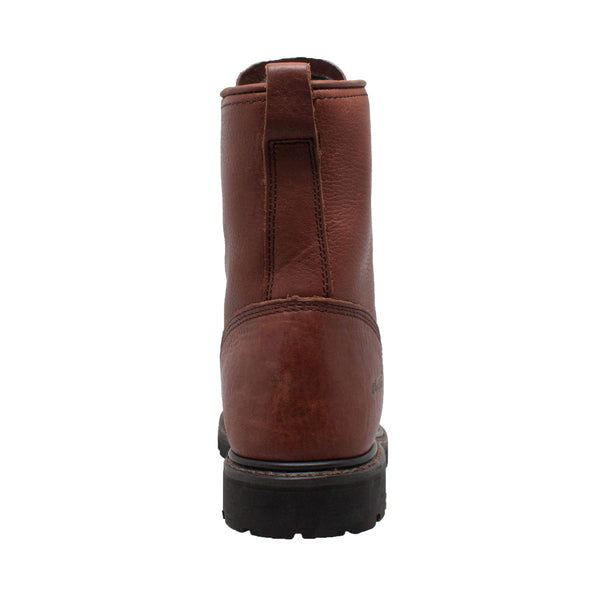 Ad Tec Men's 9 Inch Packer Work Boots - Chestnut Tumbled Leather, Soft Toe, Goodyear Welt, Slip Resistant Hiking Style