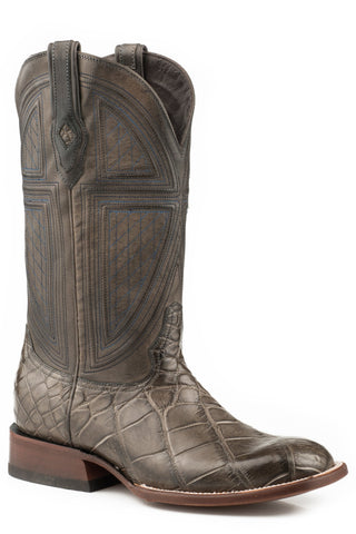 Stetson Mens Grey Alligator 13In Grator Cowboy Boots
