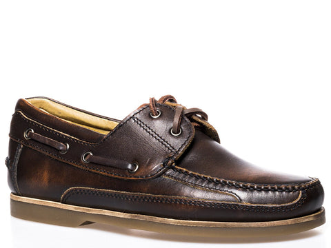 Stetson Mens Brown Leather Dillon Boat Loafer Shoes
