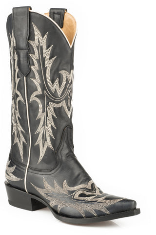 Stetson Womens Black Leather Tina Flame Pita Cowboy Boots