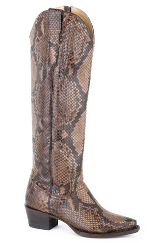 Stetson Womens Brown Python Yasmin 18In Cowboy Boots