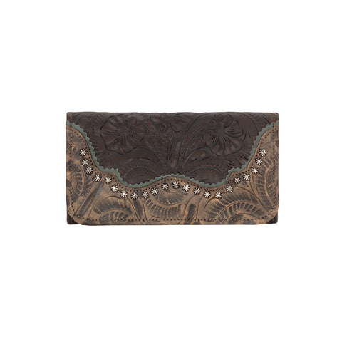 American West Saddle Ridge Chocolate Leather Trifold Wallet