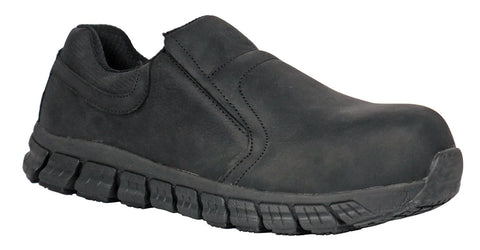 Hoss Boots Mens Black Leather Slipknot SD CT Slip-On Work Shoes