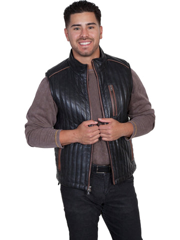 Scully Mens Black Italian Lamb Quilted Vest
