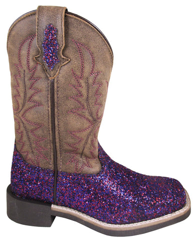 Smoky Mountain Youth Girls Ariel Brown/Purple Leather Cowboy Boots
