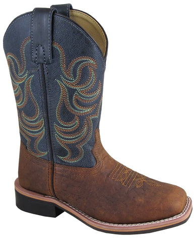 Smoky Mountain Childrens Boys Jesse Brown/Navy Leather Cowboy Boots