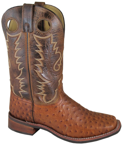 Smoky Mountain Mens Danville Cognac/Brown Ostrich Print Cowboy Boots