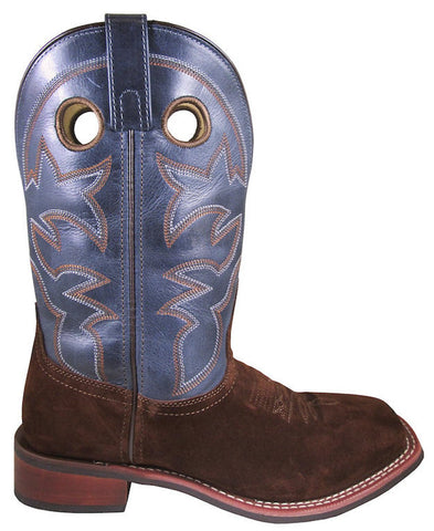 Smoky Mountain Mens Carson Dark Brown/Blue Leather Cowboy Boots