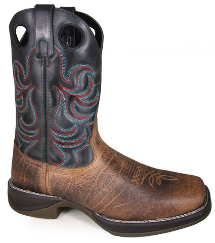 Smoky Mountain Mens Benton Brown/Black Leather Cowboy Boots