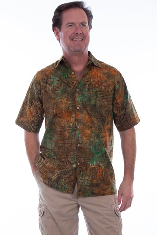 Scully Mens Outback 100% Cotton Batik S/S Shirt