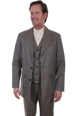 Wahmaker Mens Multi-Color Linen Blend Plaid Town Coat
