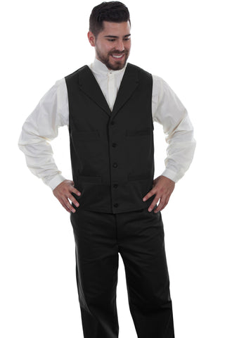 Wahmaker Mens Black 100% Cotton Herringbone Vest