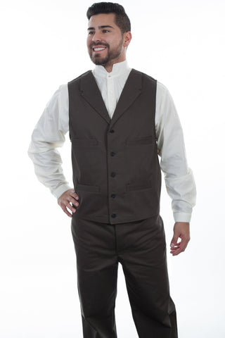 Wahmaker Mens Charcoal 100% Cotton Herringbone Vest