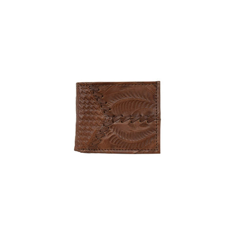American West Antique Brown Leather 4.5x3.5 Mens Bi-Fold Wallet