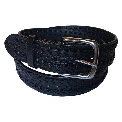 Rockmount Black Leather Laced and Tooled 1.5in Belt